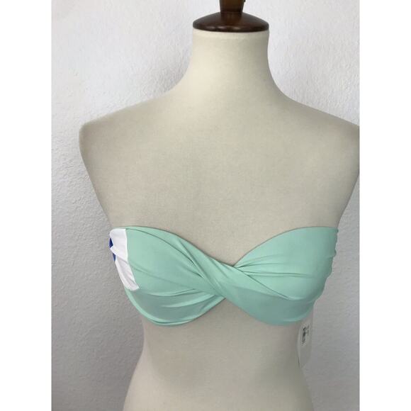 L*Space Swim Colorblock Bikini Top Neo Twist Bandeau Swimwear - Picture 1 of 6